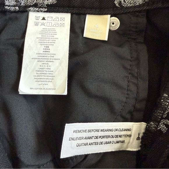 Michael Kors Denim Floral Print Cropped Black Skinny Womens Jeans Size 4 - Picture 6 of 7